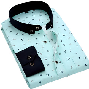 Comfy Familly Ramsgate - Classic Pattern Shirt Turquoise with Navy Dots & Embroidery / S