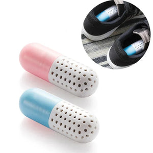 Comfy Family 1Pair Shoe Deodorant Cute Pill Shape Shoe Dryer Shoe Deodorizer Antimicrobial Carbon Closet Deodorant Drawer Moisture Absorber