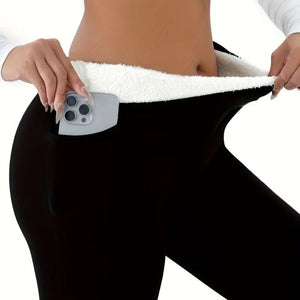 Comfy Family Comfy - Fleece Leggings Black with Pockets / S