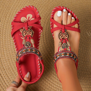 Comfy Family Serena - Boho Flat Sandals UK 8.5 / Burgundy