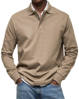 Julian Porter Richmond - Men's Long-Sleeve Polo Beige / XS