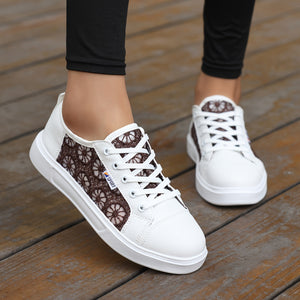 Overlane Bloomy Sport - Elegant & Comfortable Lace Sneakers White & Brown / 35