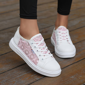 Overlane Bloomy Sport - Elegant & Comfortable Lace Sneakers White & Pink / 35