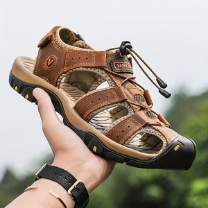 Overlane Summer 2025 Breathable faux Sandals - Non-Slip for Hiking & Beach Sports, Casual Outdoor Footwear with Adjustable Laces Dark Brown / UK 5.5