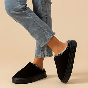 Overlane Winter Indoor and Outdoor Solid Color Thick Sole Anti-slip Lightweight and Warm Indoor Women's Slippers