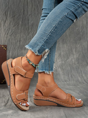 Overlane Women's sandals with comfortable arch support, high-quality PU material straps with adjustable buckles, thick soles for comfort, summer vacation style, beige/black/navy blue, suitable for beach wear | Durable synthetic upper