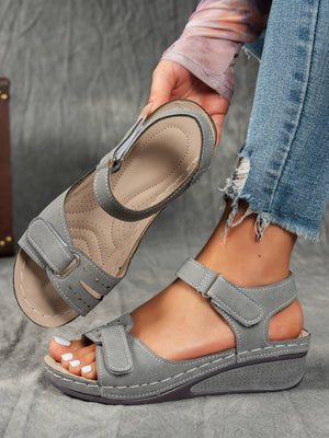 Overlane Women's sandals with comfortable arch support, high-quality PU material straps with adjustable buckles, thick soles for comfort, summer vacation style, beige/black/navy blue, suitable for beach wear | Durable synthetic upper