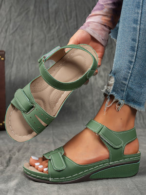 Overlane Women's sandals with comfortable arch support, high-quality PU material straps with adjustable buckles, thick soles for comfort, summer vacation style, beige/black/navy blue, suitable for beach wear | Durable synthetic upper