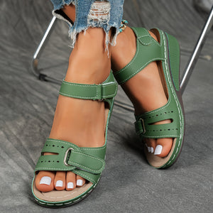 Overlane Women's sandals with comfortable arch support, high-quality PU material straps with adjustable buckles, thick soles for comfort, summer vacation style, beige/black/navy blue, suitable for beach wear | Durable synthetic upper