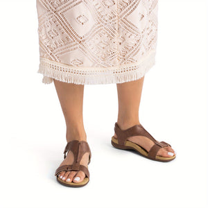 Overlane Womens Sandals Arch Support T-Strap Orthopedic Flat Sandals Comfortable Summer Shoes Featuring A Convenient Hook-And-Loop Strap Comfortable Flat Sandals Summer Sandals