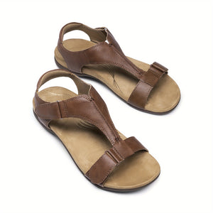 Overlane Womens Sandals Arch Support T-Strap Orthopedic Flat Sandals Comfortable Summer Shoes Featuring A Convenient Hook-And-Loop Strap Comfortable Flat Sandals Summer Sandals