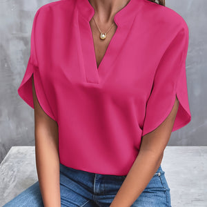 Comfy Familly Celina - Casual V-neck Blouse Pink / S