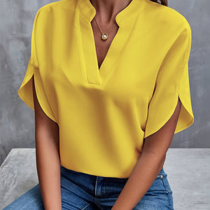 Comfy Familly Celina - Casual V-neck Blouse Yellow / S