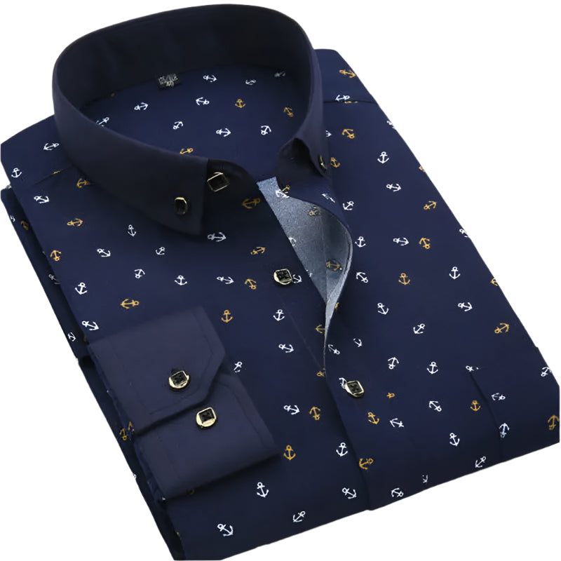 Comfy Familly Ramsgate - Classic Pattern Shirt Navy with Anchor Print / S