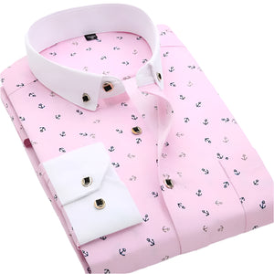 Comfy Familly Ramsgate - Classic Pattern Shirt Pink with White Collar & Navy Anchors / S