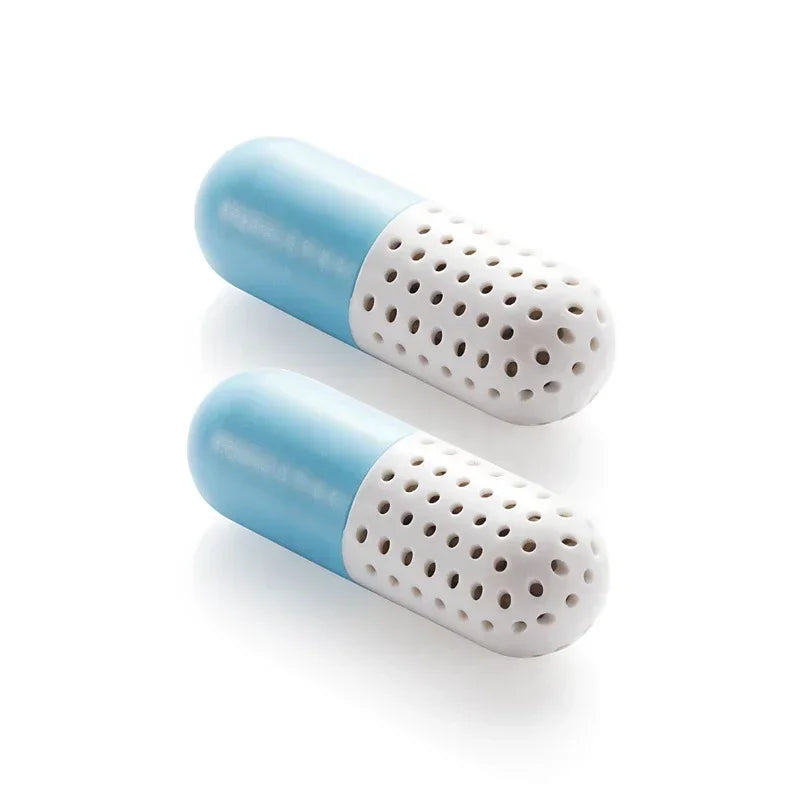 Comfy Family 1Pair Shoe Deodorant Cute Pill Shape Shoe Dryer Shoe Deodorizer Antimicrobial Carbon Closet Deodorant Drawer Moisture Absorber Blue