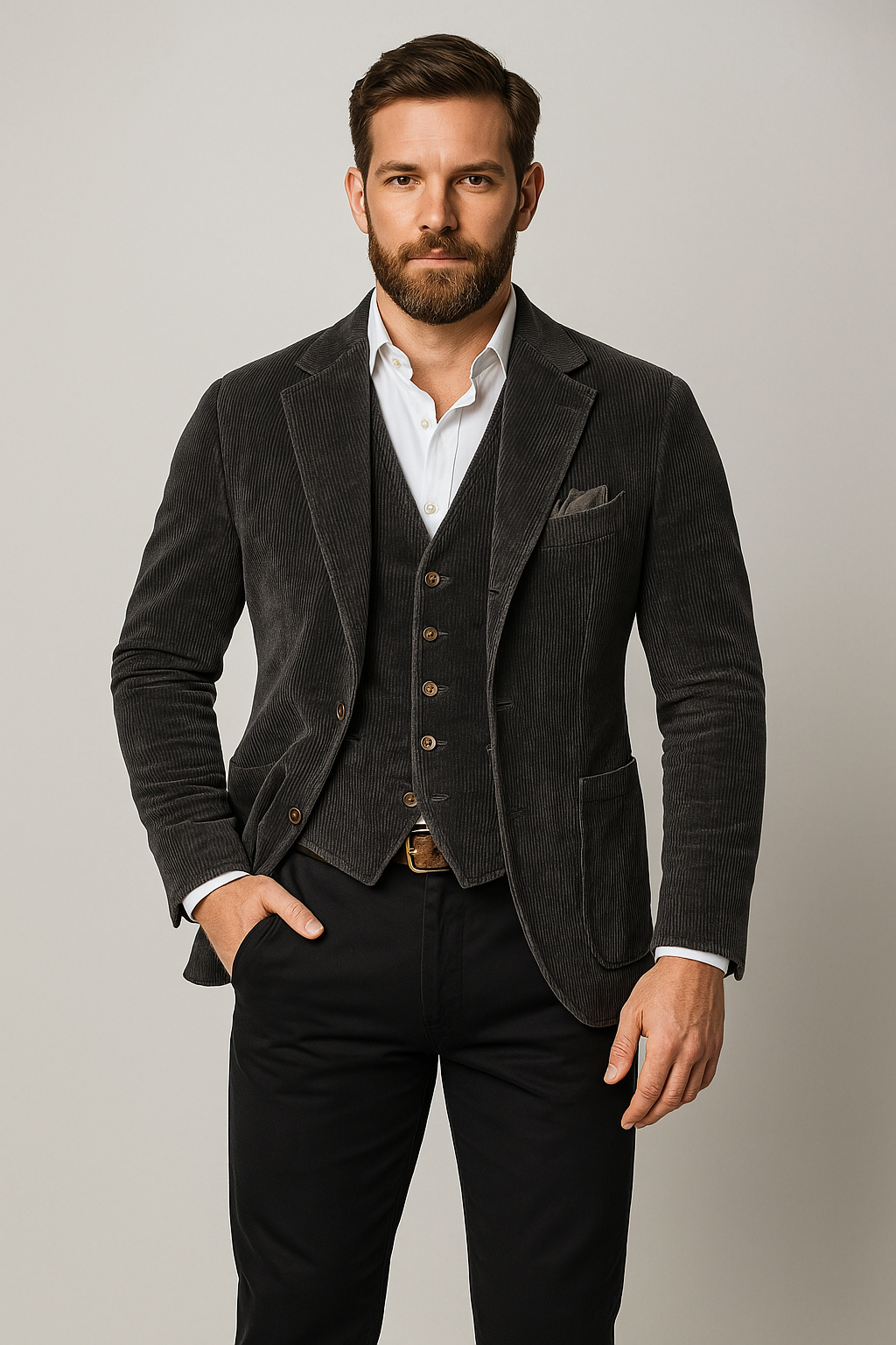 Comfy Family Benedict - Vintage Blazer &amp; Waistcoat Dark Grey / S