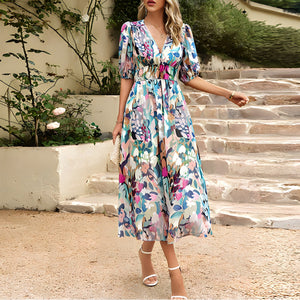Comfy Family Carmen - V-Neck Spring Dress Multi / S