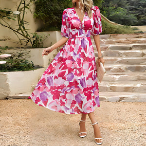 Comfy Family Carmen - V-Neck Spring Dress Red / S