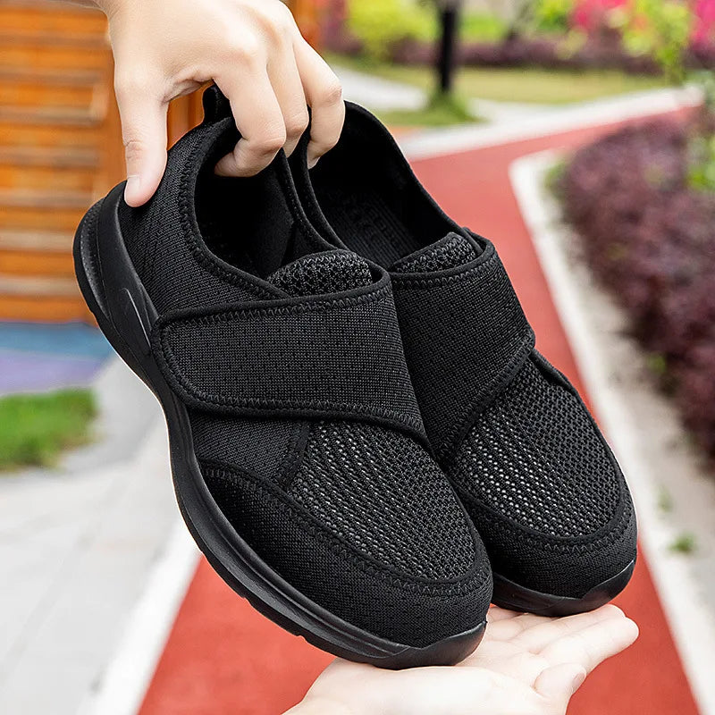 Comfy Family Elderly Diabetic Shoes Men Women Sneaker Large Size Plus Fertilizer Widening Shoes Adjustable Foot Swelling Shoe Non-Slip Couple