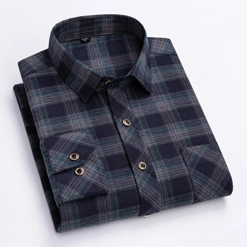 Comfy Family Ilkley - Plaid Shirt Dark Grey &amp; Green Plaid / S