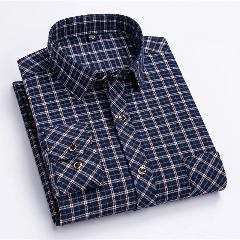 Comfy Family Ilkley - Plaid Shirt Navy &amp; White Plaid / S