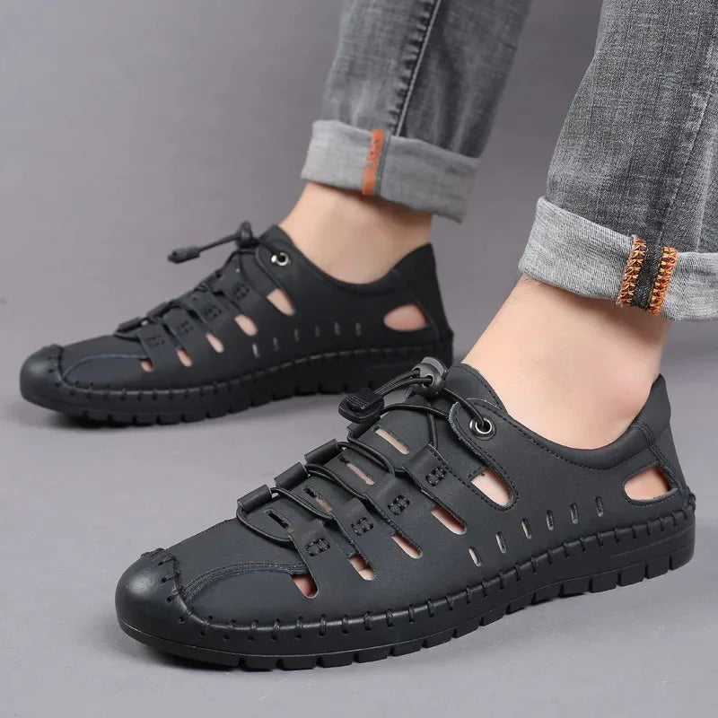 Comfy Family Leon - Ultra Breathable Leather Shoes Black / 38