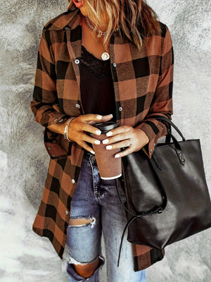 Comfy Family Meadow - Plaid Long Sleeve Shirt Dark Brown / S