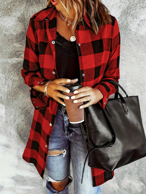 Comfy Family Meadow - Plaid Long Sleeve Shirt Red / S