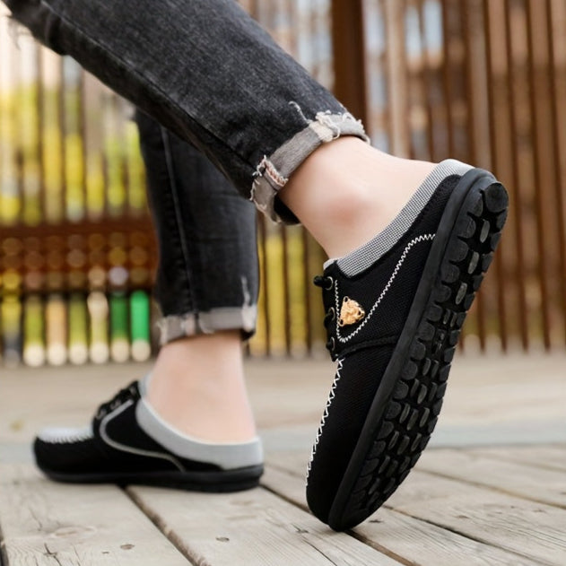 Comfy Family Men&#39;S Casual Slip-On Sneakers - Breathable Summer Outdoor Shoes with Round Toe, Low Top Design, Comfortable Walking Shoes|Casual Slipon Shoes|Breathable Fabric