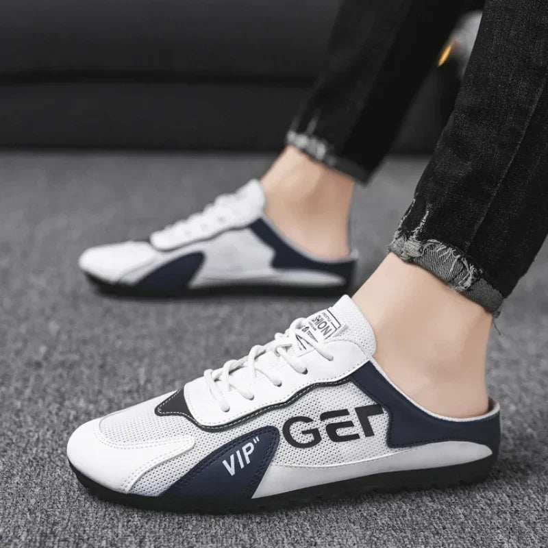 Comfy Family Men Slippers Trend Baotou Shoes for Men Summer Breathable Casual Shoe Vulcanized Flats Male Sneakers Half Slip-on Shoes