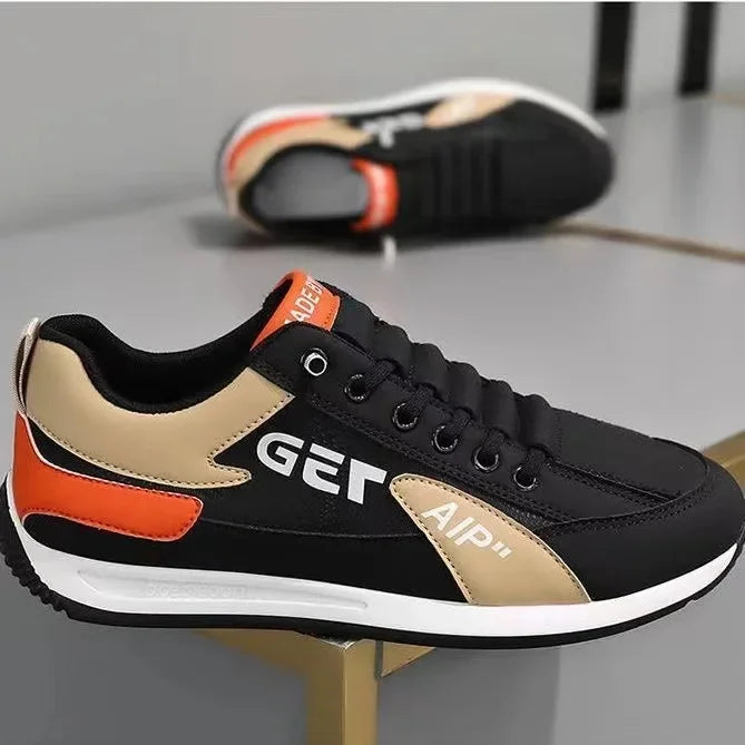 Comfy Family New Hot Sale Of The Season Spring Leather Surface Casual Trend Student Shoe Sporty Single Shoe EVA Insole Rubber Bottom Unisex A 39 / Black Orange