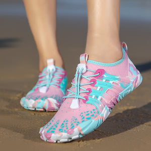 Comfy Family Unisex Quick-Dry Water Shoes - Breathable, Lightweight, Non-Slip, 1 Pair, Ideal for Swimming, Diving, Beach, Cycling, Hiking Pink Red / US 5