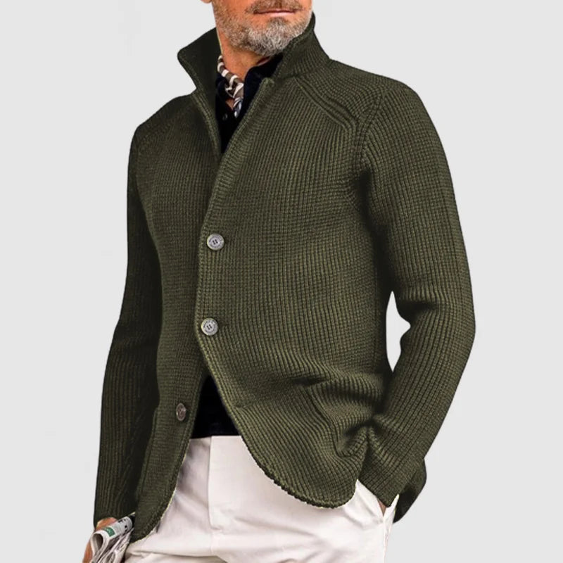 Comfy Family Windsor - Elegant Men&#39;s Cardigan Olive Green / S