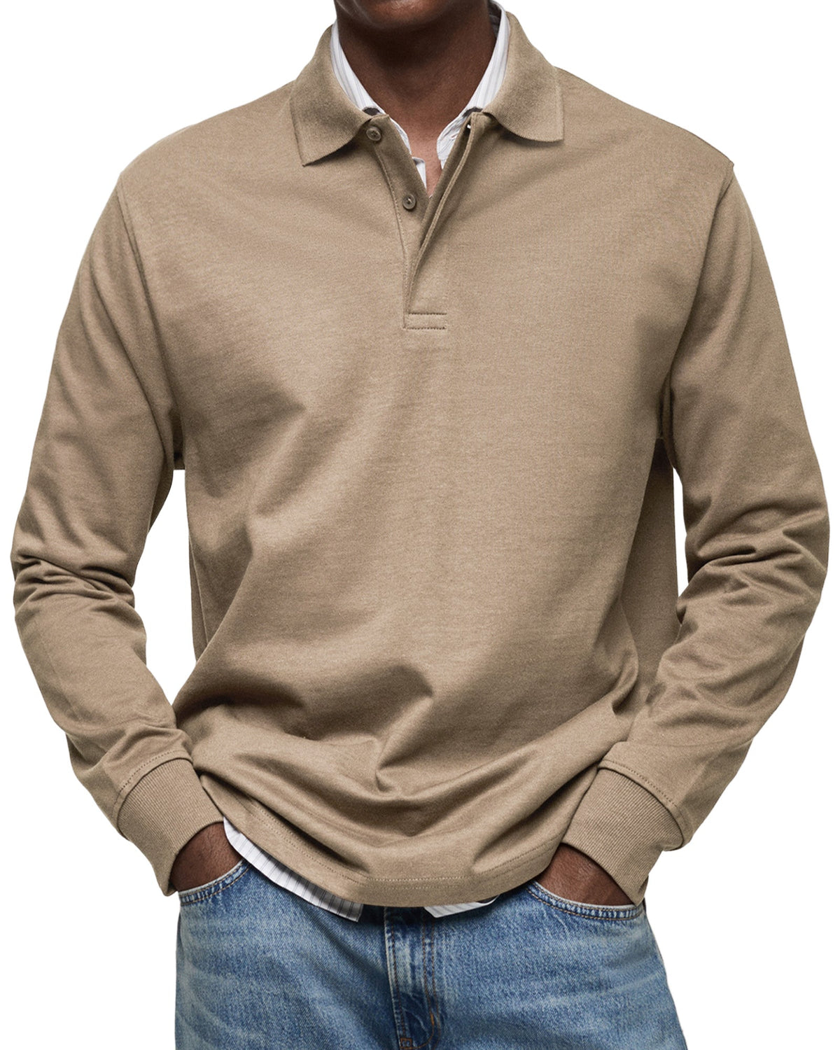 Julian Porter Richmond - Men&#39;s Long-Sleeve Polo Beige / XS