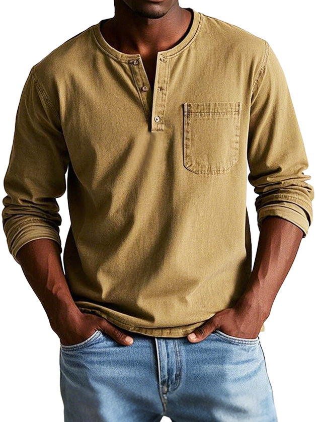 Julian Porter Rutland - Vintage Henley Shirt Khaki / XS