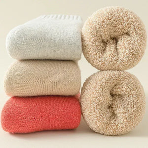 Overlane 3 Pairs Men Women Wool Socks Couples Solid Winter Snow Chrismas Gift Thermal Cashmere Marino Thickened Fleece Terry Loop socks mix color 2 / EU44-46