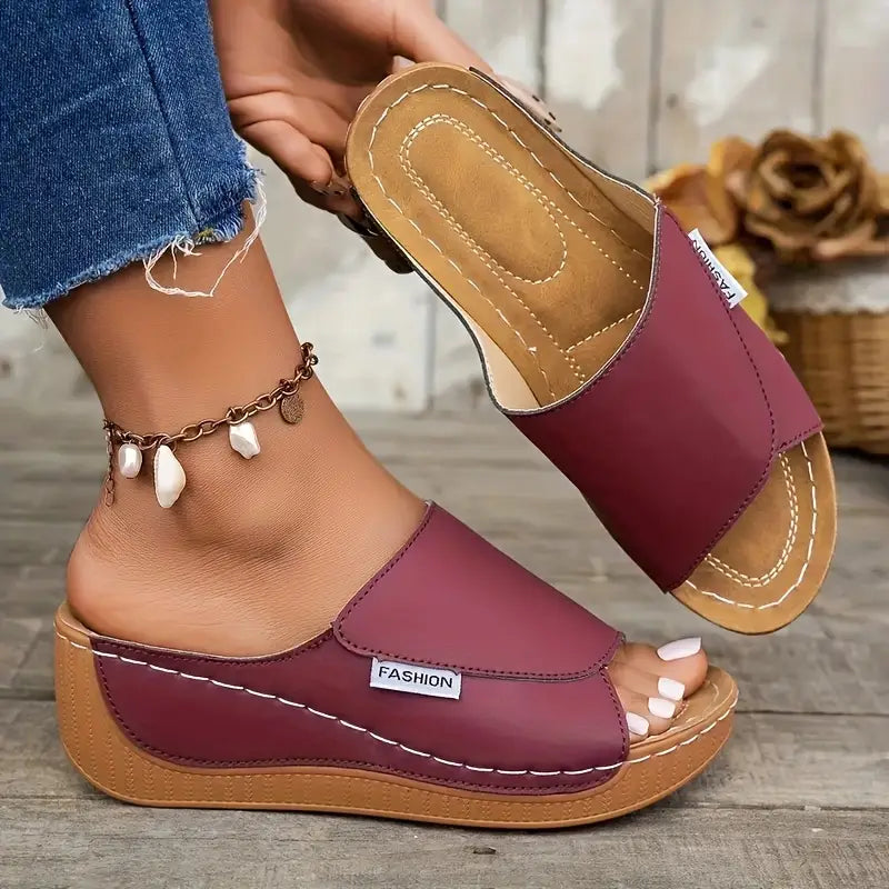 Overlane Comfora - Cushioned Orthopedic Sandals for Foot and Joint Relief Claret / 36