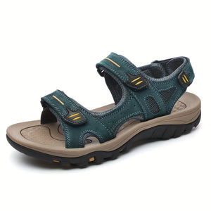 Overlane Men's Genuine Leather Sandals - Non-Slip, Open Toe, Breathable Design with Arch Support for Casual, Outdoor, and Business Wear - Teal Color, Comfortable Summer Shoes, Business Sandals | Slipon Style | Comfortable Design Dark Gray / US 6.5
