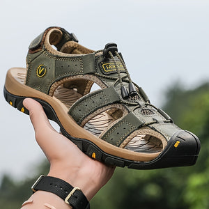 Overlane Summer 2025 Breathable faux Sandals - Non-Slip for Hiking & Beach Sports, Casual Outdoor Footwear with Adjustable Laces Army Green / UK 5.5