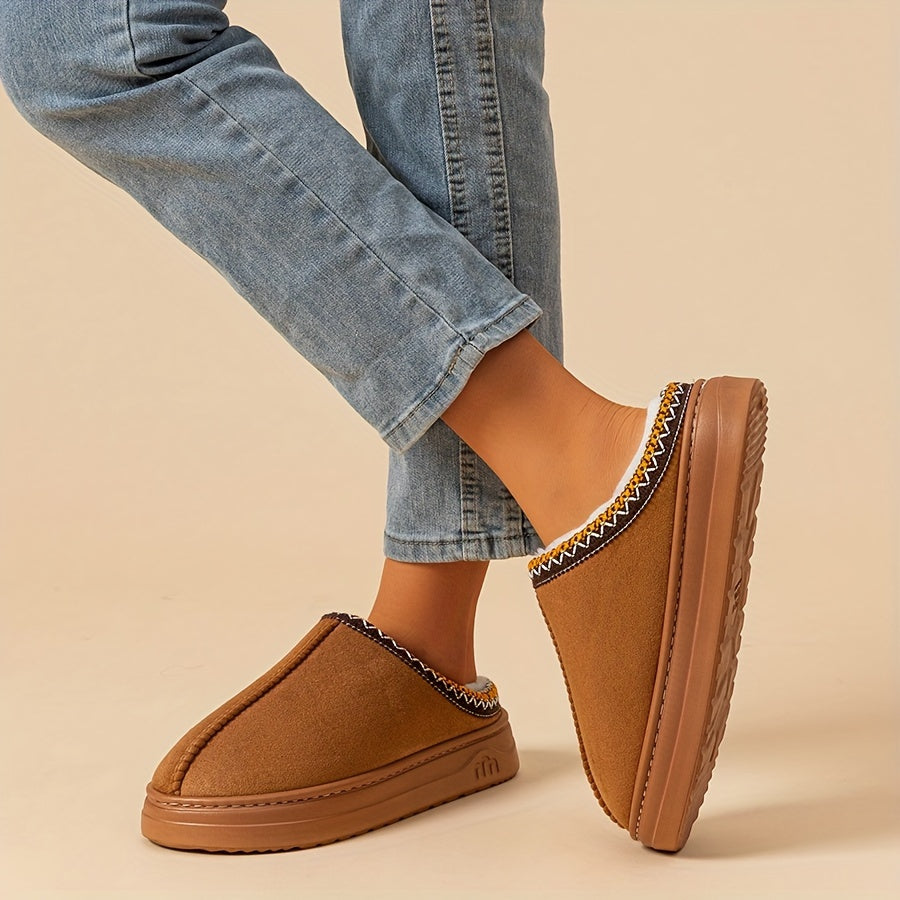 Overlane Winter Indoor and Outdoor Solid Color Thick Sole Anti-slip Lightweight and Warm Indoor Women&#39;s Slippers