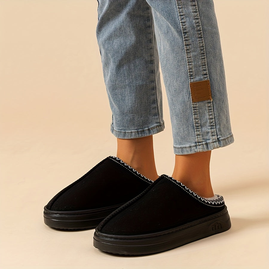 Overlane Winter Indoor and Outdoor Solid Color Thick Sole Anti-slip Lightweight and Warm Indoor Women&#39;s Slippers