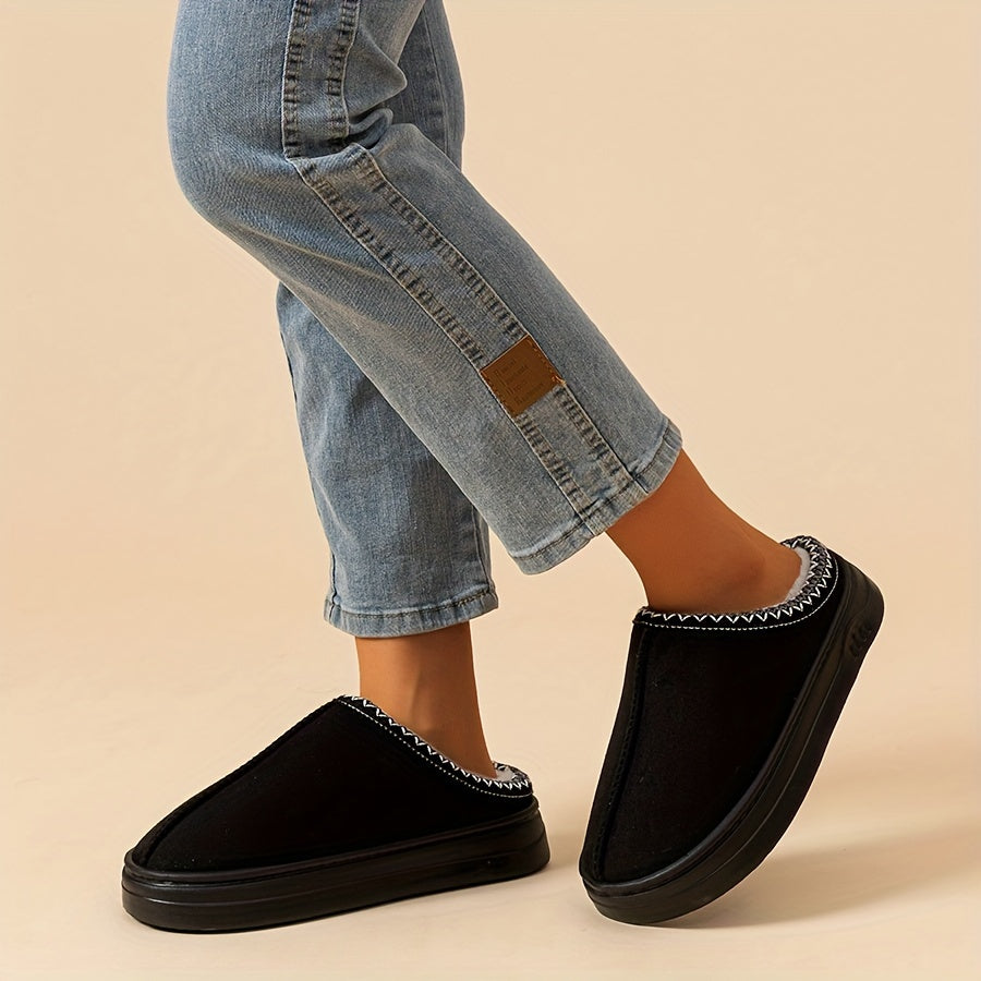 Overlane Winter Indoor and Outdoor Solid Color Thick Sole Anti-slip Lightweight and Warm Indoor Women&#39;s Slippers