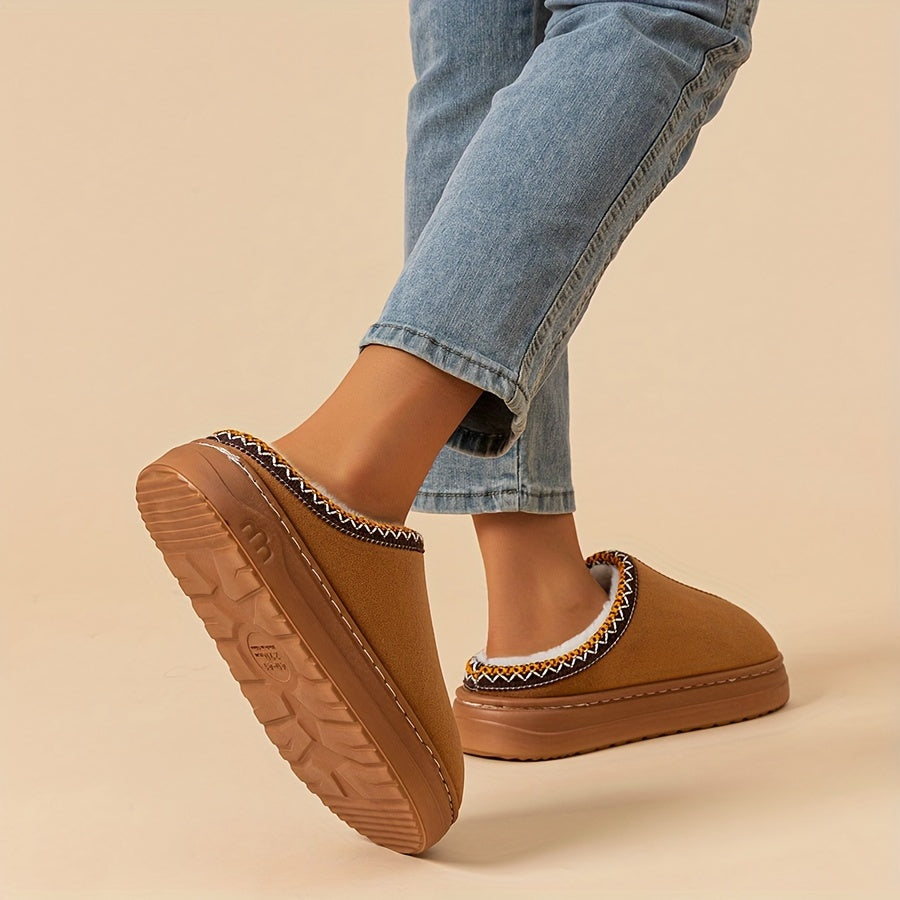 Overlane Winter Indoor and Outdoor Solid Color Thick Sole Anti-slip Lightweight and Warm Indoor Women&#39;s Slippers