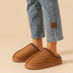 Overlane Winter Indoor and Outdoor Solid Color Thick Sole Anti-slip Lightweight and Warm Indoor Women's Slippers