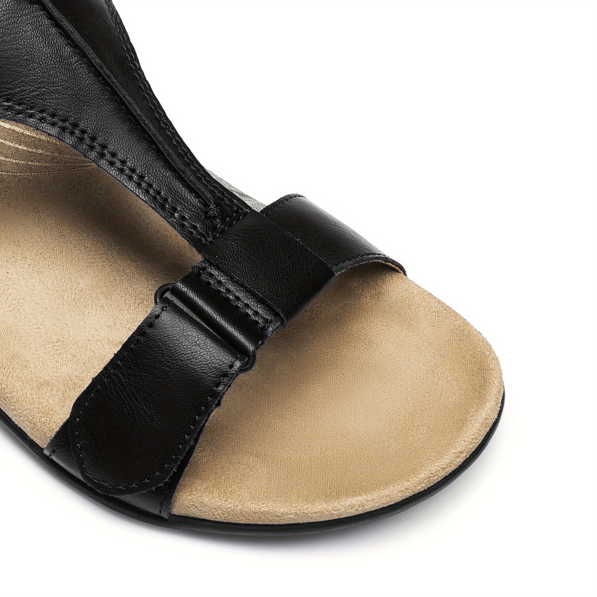 Overlane Womens Sandals Arch Support T-Strap Orthopedic Flat Sandals Comfortable Summer Shoes Featuring A Convenient Hook-And-Loop Strap Comfortable Flat Sandals Summer Sandals